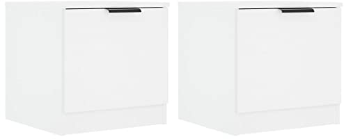 vidaXL 2X Nachttisch Nachtschrank Nachtkonsole Nachtkommode Beistelltisch Telefontisch Schrank Kommode für Schlafzimmer Weiß 40x39x40 cm
