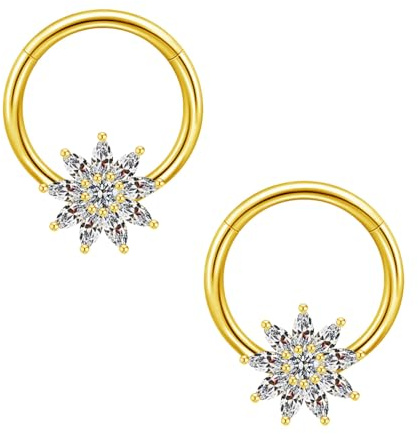 Gojewen Anneaux Pour Mamelons Pour Femmes Piercing Teton 14G 14mm Piercing Pour Teton Acier Chirurgical Cz Bijoux De Piercing Pour Femmes Couleur Or