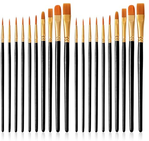 Quelcc 20 Stück Künstlerpinsel, Künstler PinselSets, Pinselset, Pinselset Acrylfarben, Aquarellpinsel, Pinsel Acrylfarbe, Pinsel Set, für Malliebhaber, Anfänger, Schwarz