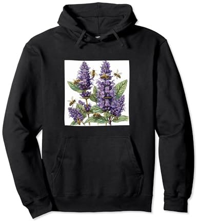 Anise Hyssop Flower Blooming With Bees Around Graphic Pullover Hoodie