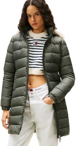 Tommy Jeans Abrigo de plumas Mujer Essential Hooded Down Coat con piel sintética