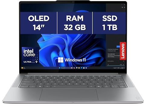 Lenovo Yoga Pro 7 14IAH10 - Ordinateur Portable Ultrafin 14'' 3K OLED 120Hz Tactile (Intel Arrow Ultra 9H, RAM 32Go, SSD 1To, Graphique Intel Arc, Windows 11H) Clavier rétroéclairé AZERTY - Gris