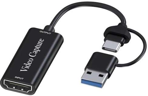 Capturadora Video USB-A/USB-C 3.0 a HDMI de MMOBIEL – 60FPS MAX 4K In 1080p out - Adaptador HDMI a USB, Transmisión en Vivo de Transmisión de Vídeo – para PS5, PS4, Xbox, Switch, OBS, PC etc.