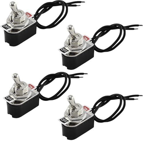 4 Stück Kippschalter 12v Mikroschalter 2 Polig 6a120v/3a230v Schalter mit Verkabelung für Den Einbau in Häusern Autos und Elektrogeräten