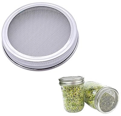VANZACK 4pièces Couvercles De Germination pour Bocaux Mason Maille Amovible Acier Inoxydable Lot pour Cultiver