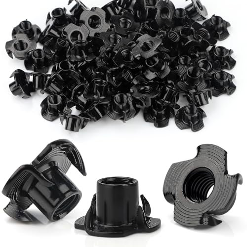 Mbsomnus Tuercas de impacto M6 x 10 mm, 30 unidades, inserto de rosca de madera con 4 puntas de impacto, tuerca atornillada de acero al carbono, tuercas de impacto para madera, tableros, muebles