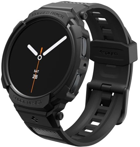 Spigen Rugged Armor Pro Case with Strap Band Compatible with Samsung Galaxy Watch 8 44mm (2025) - Matte Black