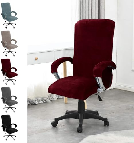 YushengTai Samt Kontorsstolsöverdrag, Stolsskydd med Armstöd, Sitsöverdrag för Kontorstol, Hög Ryggstödsöverdrag, Gamingstolsöverdrag, Överdrag för Stolar med Armstöd, Avtagbara, Elastiska