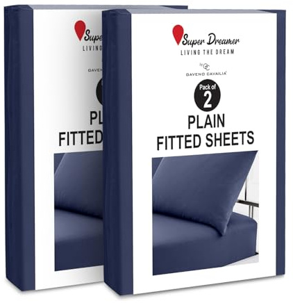 GC GAVENO CAVAILIA 2 Pack Fitted Sheet King Size - Deep Pocket 25cm - Microfiber Bed Sheet (152x203 cm) - Wrinkle & Fade Resistant - Elastic Corners - Breathable & Easycare Bottom Sheet - Navy