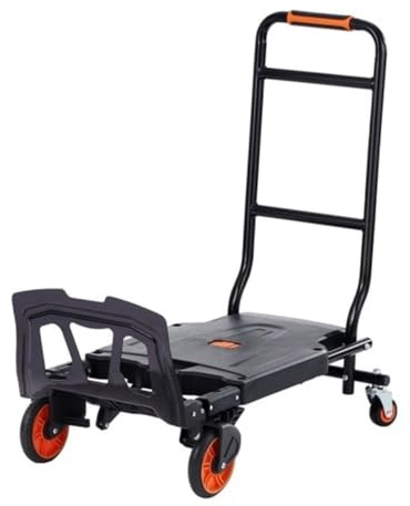 Handkärra, 136 kg hopfällbar handvagn i aluminium, lätt teleskopplattform Hopfällbar handkärra