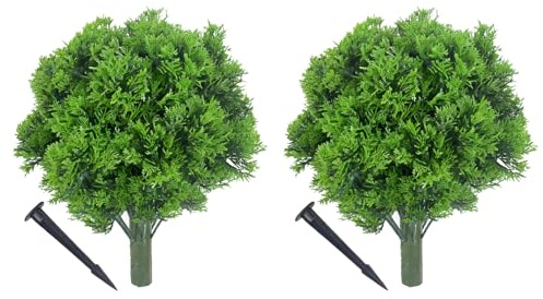 RASTKY Alberi di Cedro Artificiale per Arte Topiaria 2 Pezzi Albero di Cedro Artificiale per Arte Topiaria con Cespugli di Arbusti di Cipresso Finti da 17,8 Pollici Portico Anteriore Casa Cespugli
