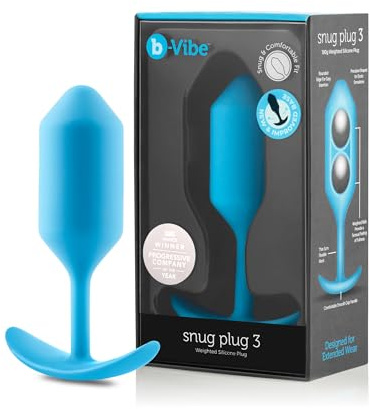 b-Vibe Snug Plug 3, Weighted Silicone, Sex Toys (Teal/Snug Plug 3 (160g)