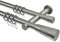 Interdeco Gardinenstangen Edelstahl Optik 20 mm Ø zweiläufig Platon Tanara, 100 cm