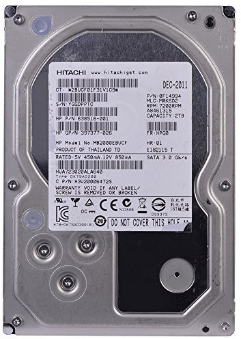 HP/Hitachi Ultrastar 7K3000 HUA723020ALA640 (MB2000EBUCF) 2 TB 7200 RPM 64 MB di cache SATA 3,0 Gb/s 3,5 disco rigido interno (grado Enterprise) (rinnovato)