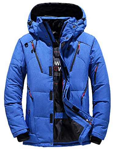 AKT Doudoune d'hiver pour Homme Manteaux Épais Thermiques Parka de Neige Veste en Duvet de Canard Chauffée pour Homme,Blue,L