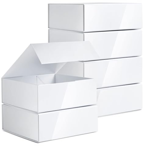Stockroom Plus Bridesmaid Proposal Box Set - 6-Pack Glossy White Magnetic, 9.5 x 9.5 x 3.5 In - Bridal & Groomsmen Gift Box with Lid