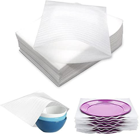 Emballage en Mousse,Sacs en Mousse,Papier Bulle Déménagement,50 Pièces Film Papier Bulles Rouleau,Film Bulle,Emballage en Mousse 30x30cm pour Cartons Déménagement Vaisselle,Plats, Assiettes Blanc
