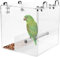 GURECOD Automatische Vogelfütterung No Mess Bird Cage Pet Feeder Seed Food Container für Sittich Kanarienvogel Nymphensittich Papagei Fink Kanarienvogel Acryl (13x11x13cm)
