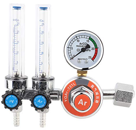 Argon Gas, Nitrogeno Botella, Conectores de Cable de Soldadura Regulador de Presión de Argón Aleación de Zinc Doble Tubo Rosca Hembra G5/8in Equipo de Soldadura