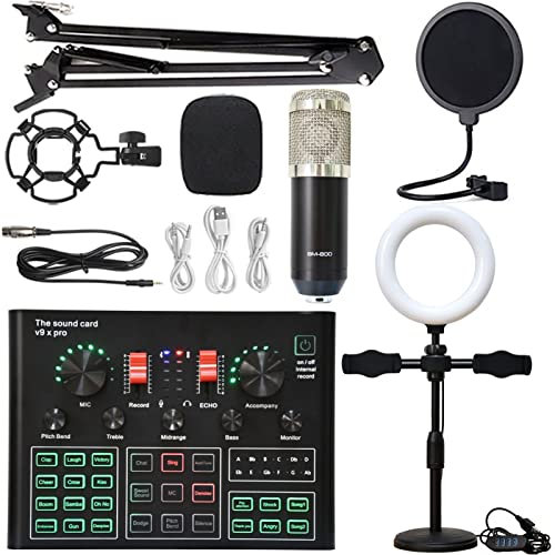 EBAYTV DJ Mixer, Podcast Equipment Bundle Sound Card Broadcast in Diretta Set Completo di V8 Live Broadcast Set BM800 Microfono(9)