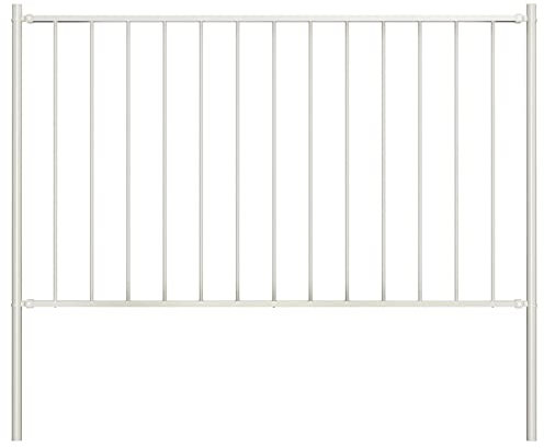 Homgoday Pannello Recinzione e Pali Acciaio Verniciato 1,7x1,25m Bianco, Cancello Giardino Esterno, Cancello per Recinzione da Esterno, Recinzione da Cantiere