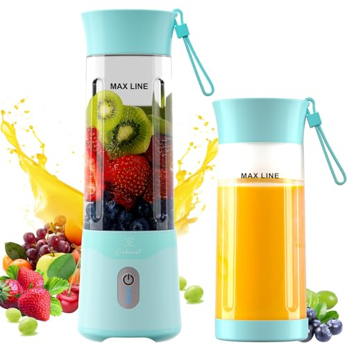 COKUNST Frullatore Portatile per Frullati, 530ml Frullatore Smoothie con Coperchio Base, Mini Frullatore Ricaricabile di USB C con 6 Lame per Cucina Sportiva da Viaggio, Sport, Casa, Verde