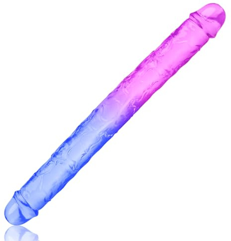 18.11 Double Ended Dildos Sex Toys Double Sided Dildos Penis Double Dong Realistic Dildo Anal Butt Plug Flexible Gradient Jelly Sex Toys Dildos for Men Women Couple Sex Factory (XL)