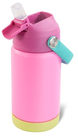 Fijinhom Kids Water Bottle, 360ml/12oz, Stainless Steel Insulated Water Bottle with Straw, Vacuum Leakproof, Kids Water Bottles for School Boys Girls,BPA Free,Rose Red