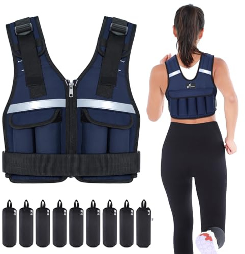Sportneer Chaleco de peso ajustable de 0,9 kg a 8 kg, 9 en 1, chaleco de correr rápidamente ajustable para hombres y mujeres, entrenamiento de fuerza, calistenia y gimnasio, chaleco de pesas