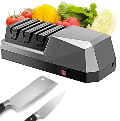 Afilador De Cuchillo Eléctrico, Herramienta De Afilado De 3 Etapas Con Abrasivos De Diamante, Afilador De Cuchillo Eléctrico Profesional Para Cuchillos De Cocina, Cuchillos Dentad