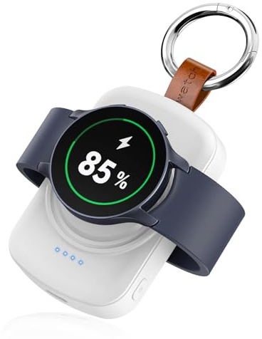 1800mAh Laddare för Samsung Galaxy Watch 7/Ultra/6/6 Classic/5 Pro/5/4/3/Active 2/1, Power Bank externt batteri bärbar för Samsung-klocka, Powerbank Magnetisk Trådlös Laddningskabel (X27-W)
