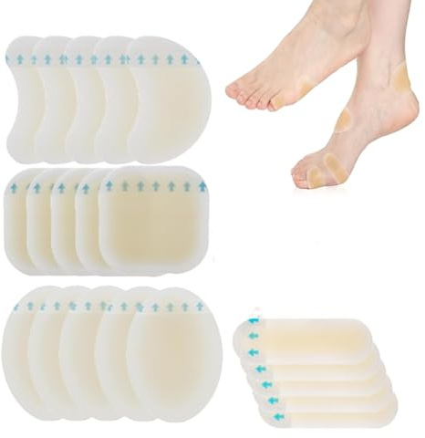 Apósitos Ampollas,20 Piezas Parche Para Ampollas Los Pies,Venda Adhesiva Impermeable,Apósitos Hidrocoloides para Ampolla en Pie,Dedos de Los Pies,Manos y Talones (4 Tamaños)