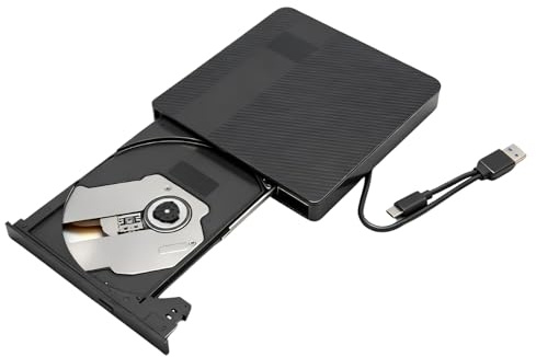 Ouitble Unidad de DVD Externa USB 3.0 Type-C CD DVD +/- RW Brenner Drive óptica USB C Drive para Escritorio para Computadora Portátil para Winsxp/2003/Vista/7/8.1/10.11/Linux/OS X