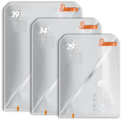 Vacbird Vacuum Storage Bags,Double Zip Seal Reusable Space Saver Bags for Clothes,Travel,9 Pack