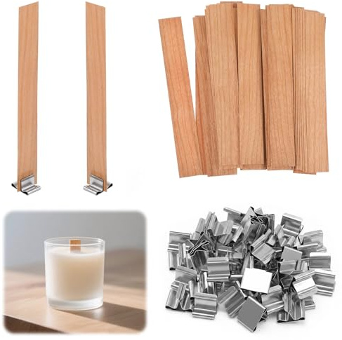 100Pcs Wood Candle Wicks for Making Candles, 5.12 x 0.75 Inch, Smokeless