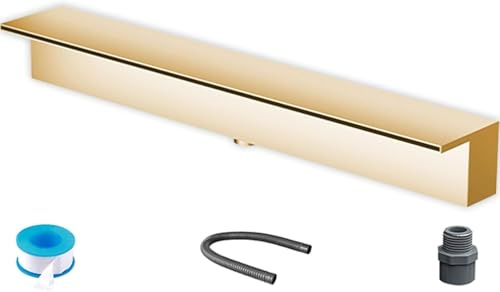Vattenfallsfontän i rostfritt stål - 40 cm kaskadfontän för utomhusbruk för trädgård, uteplats och bakgårdsdekor - Anpassat inbäddat dammvattenfall