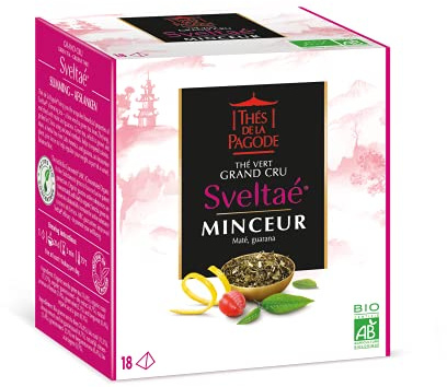 Thés de la Pagode - Thé Sveltaé - Thé Vert, Maté et Guarana - Thé Bio Minceur - Boite de 30 Infusettes - 45 Grammes
