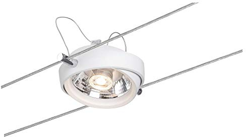 Paulmann 94201 LED sistema de cable spot individual Powerline II lámpara de cable spot 2700K 1x8W G53 Blanco 230/12V 80VA lámpara de techo incl. bombilla