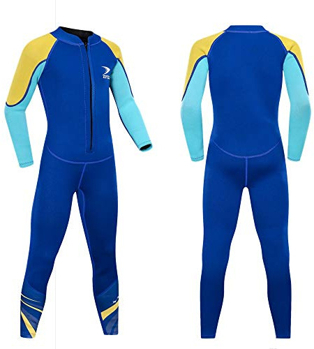 Combinaison Enfant ZCCO – Maillot de Bain Thermique en néoprène 2,5 mm, Combinaison chauffante à Manches Longues pour garçons et Filles (Bleu Clair, XXS)