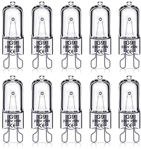 SILKIT G9 Halogen Light Bulbs 25W, 320lm, 2800K, No Flicker Dimmable G9 Capsule Bulb, Warm White,10 Pack