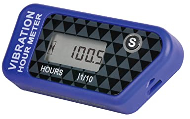 Yooreal Compteur horaire sans fil alimenté par batterie, jauge de détection de vibration pour tracteur de pelouse, chariot de golf, tronçonneuse, déchiqueteuse à bois, fendeuse de bûches (Blue)