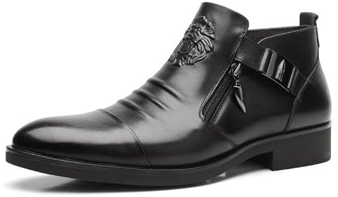 SWZEC Homme Cheville Bottes Mode Classiques Entreprise Travail Bureau Rétro Casua Confort Souple Habillées Bottines Taille 39-48 EU (44,Noir)
