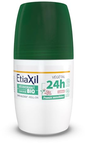 ETIAXIL - Déodorant Végétal Certifié BIO Parfum Lotus 24H - Aisselles - Adapté aux peaux sensibles - Roll-on -50 ml