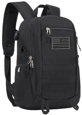 ArcEnCiel 20L Tactical Backpack MOLLE Daypack Gear Pack Camping Bag with Patch(Black)
