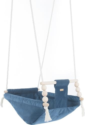 Babyschaukel Kleinkindschaukel Babyliegeschaukel Stoffschaukel Rautensteppung (Muster: dunkelblau)