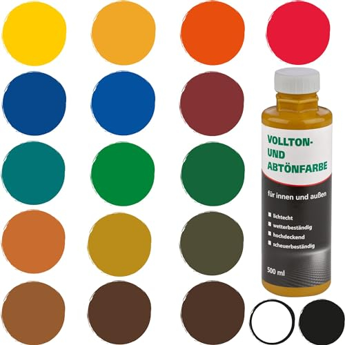 Bodenmeister Abtönfarbe Vollton-Farbe 500 ml, Mischfarbe für Wandfarbe innen und außen, 12 beige hell-braun ocker 901