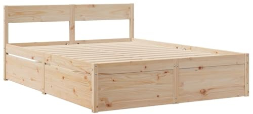 vidaXL Estructura de Cama con cajones Madera Maciza de Pino 150x200 cm, Muebles de Dormitorio, somier, Marco de Cama, Cama, Base de Cama, Cama Doble