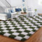 BYBSRLL Kariert Schlafzimmer Teppiche, 90x150cm Olivgrün und Weiß Flauschig Wohnzimmer Deko Kinderteppich, Hochflor Bettvorleger Läufer Waschbarer rutschfest Kuschel Teppich Klein
