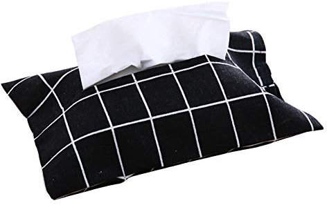 XWBLDBDFC Scatola cosmetica in cotone e lino per cosmetici scatola per fazzoletti scatola cosmetica dispenser di fazzoletti scatola per fazzoletti grigio-nero