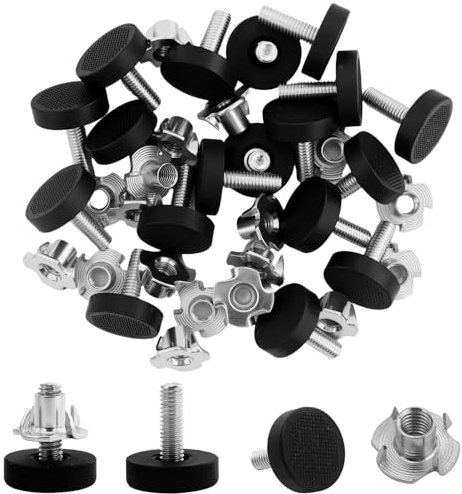 18 piedini per mobili regolabili, vite di regolazione, piedini di livellamento, vite di regolazione con dado di bloccaggio M6, diametro 21 mm, base regolabile in altezza per gambe da tavolo, gambe